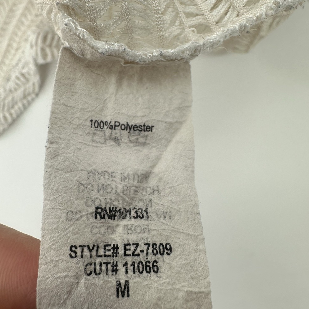 Charlotte‎ Russe Women's Feather Print Sheer Open Knit Boho Festival Top M Cream - Picture 7 of 8